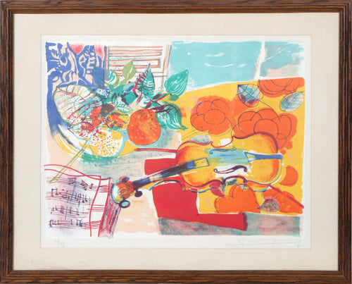 Violin Music Lithograph | Claude Grosperrin,{{product.type}}