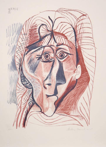 Visage de Femme de Face Lithograph | Pablo Picasso,{{product.type}}