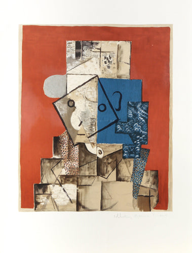 Visage sur Fond Rouge Lithograph | Pablo Picasso,{{product.type}}