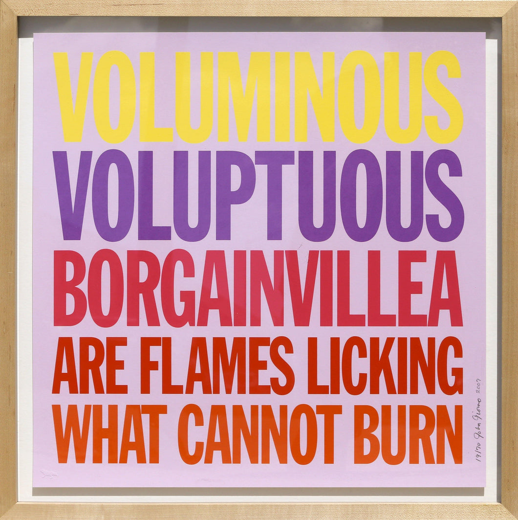 Voluminous Voluptuous Borgainvillea Are Flames Licking What Cannot Burn Screenprint | John Giorno,{{product.type}}