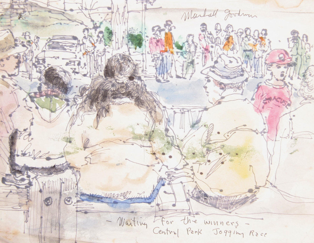 Waiting for the Winners, Central Park Jogging Race Watercolor | Marshall Goodman,{{product.type}}