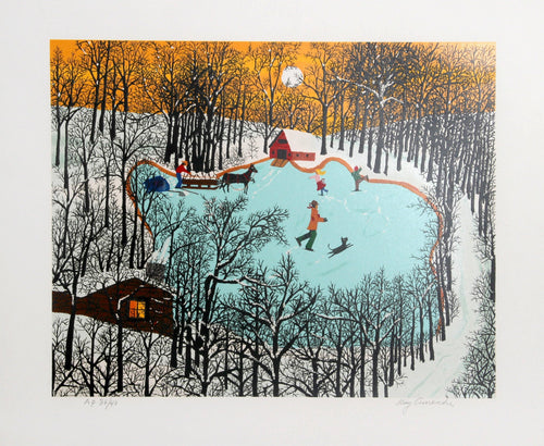 Walden Pond in Winter Screenprint | Kay Ameche,{{product.type}}