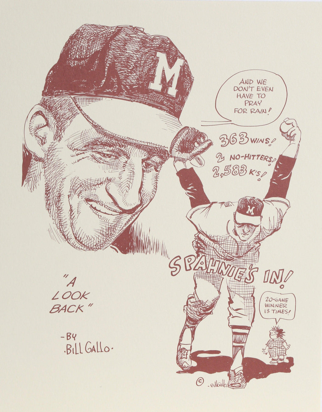 Warren Spahn from A Look Back portfolio Lithograph | Bill Gallo,{{product.type}}