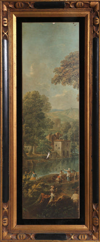 Waterside Village with Castle Poster | Unknown Artist,{{product.type}}