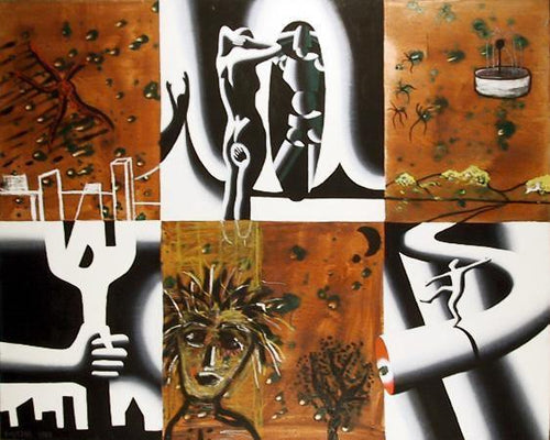 Waxing and Waning (with Paul Kostabi) Oil | Mark Kostabi,{{product.type}}