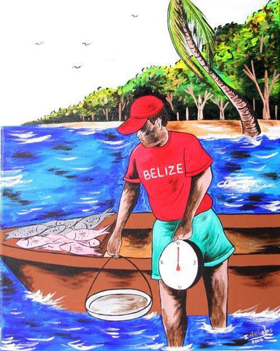 Weighing the Fish Acrylic | Isiah Nicholas,{{product.type}}