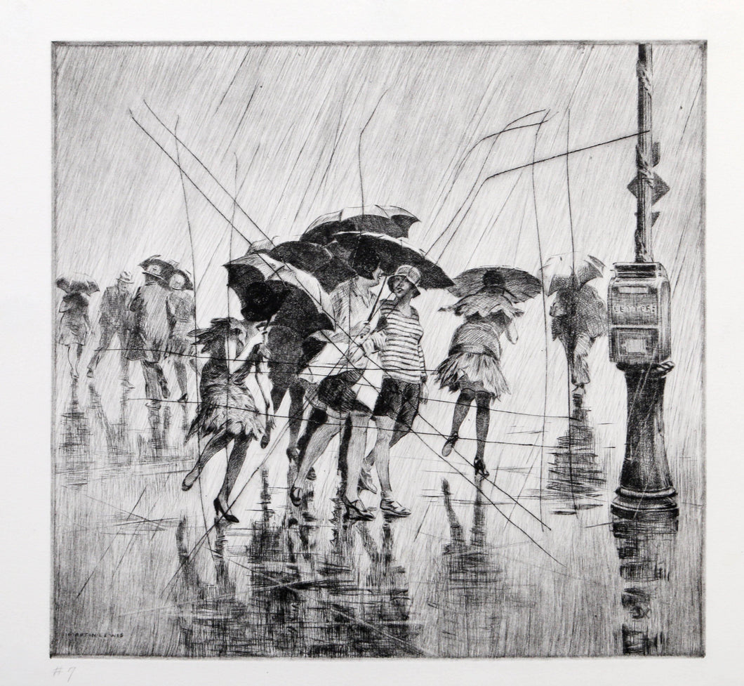 Wet Saturday Etching | Martin Lewis,{{product.type}}