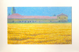 Wheat Field and House Pastel | Oliviero Masi,{{product.type}}