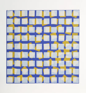 White and Yellow Squares on Blue Etching | Eric Newton,{{product.type}}