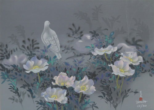 White Bird and Flowers (12) Lithograph | David Lee,{{product.type}}