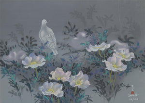 White Bird and Flowers (12) Lithograph | David Lee,{{product.type}}