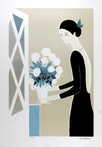 White Flowers Lithograph | Serge Lassus,{{product.type}}