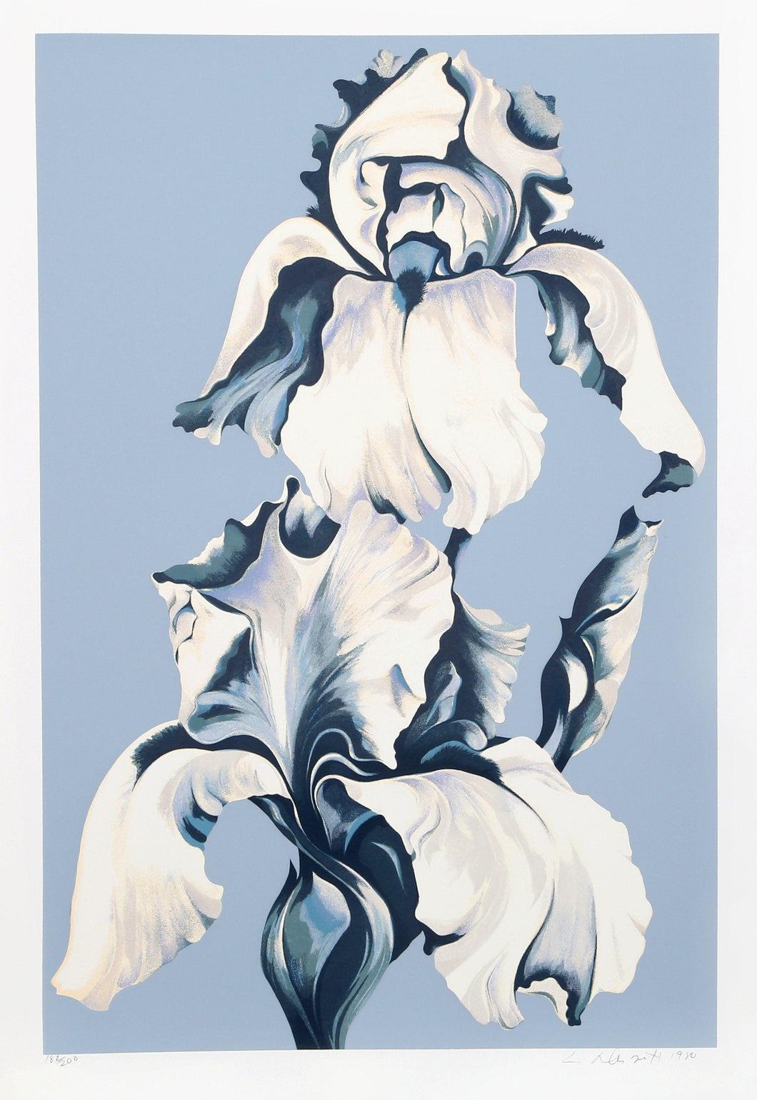 White Irises on Blue Screenprint | Lowell Blair Nesbitt,{{product.type}}