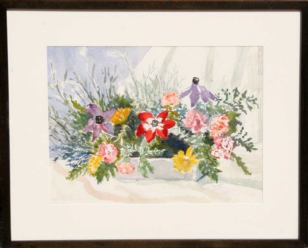 White Pot of Wildflowers Watercolor | Adela Smith Lintelmann,{{product.type}}