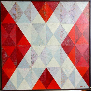 White X on Red Mixed Media | Dan Teis,{{product.type}}