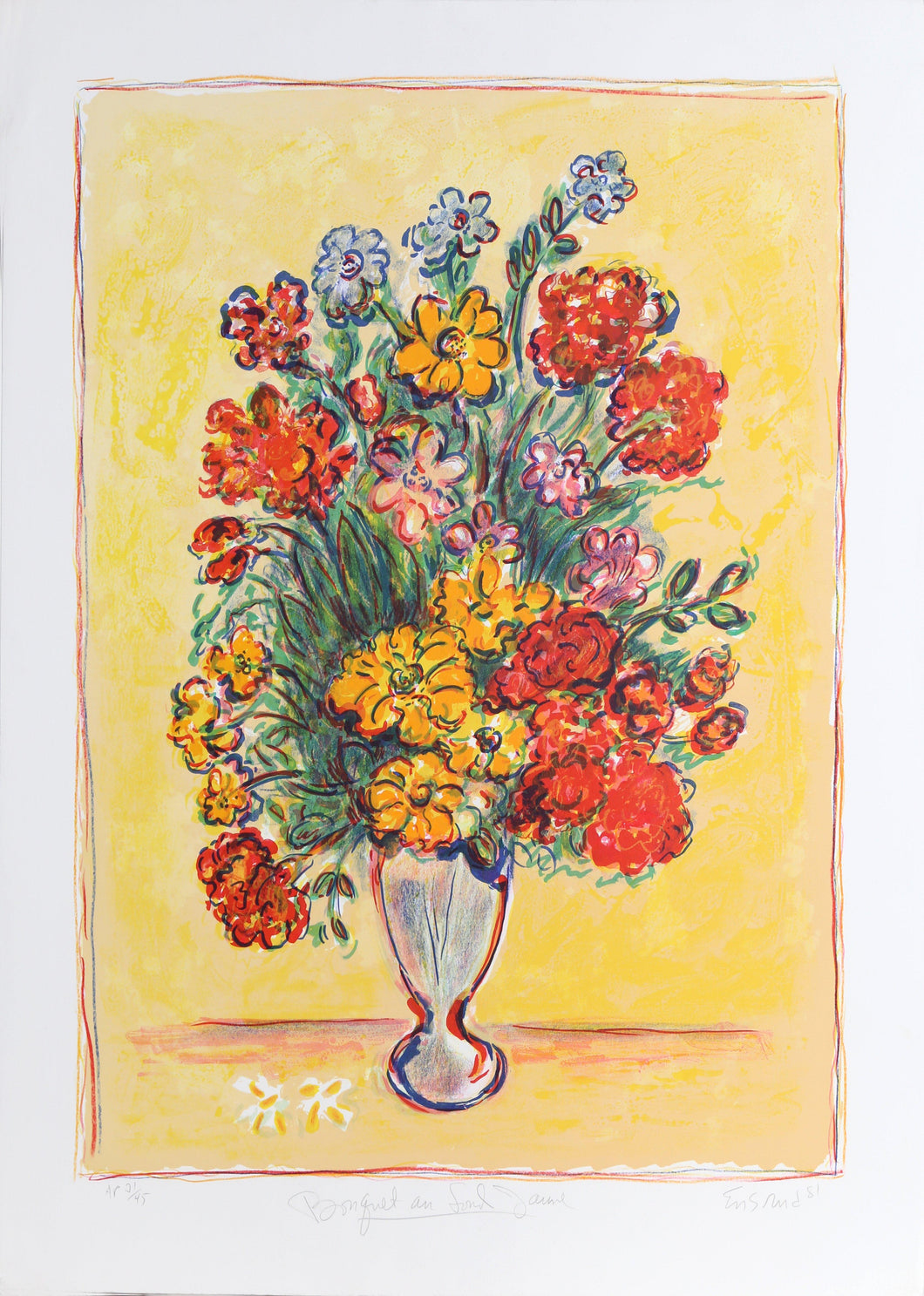 Wildflowers (on Yellow) Lithograph | Wayne Ensrud,{{product.type}}