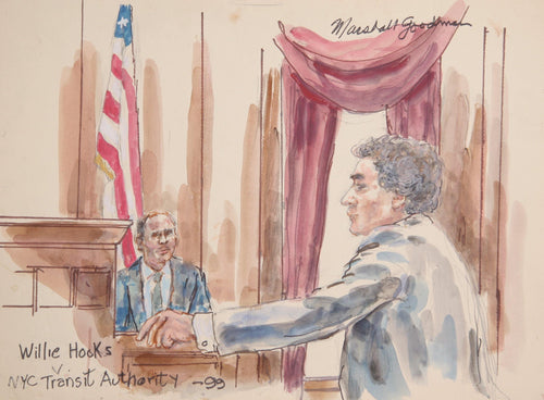 Willie Hooks v. NYC Transit Authority Watercolor | Marshall Goodman,{{product.type}}