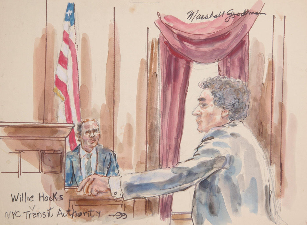 Willie Hooks v. NYC Transit Authority Watercolor | Marshall Goodman,{{product.type}}