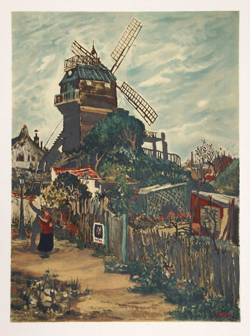 Windmill Lithograph | Marcel Francois Leprin,{{product.type}}