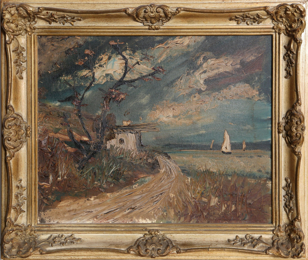 Windswept Seascape Oil | Unknown Artist,{{product.type}}