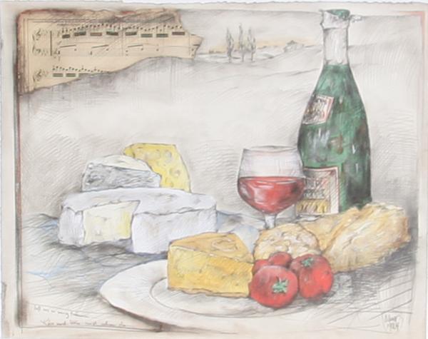 Wine and Cheese Poster | Ole West,{{product.type}}