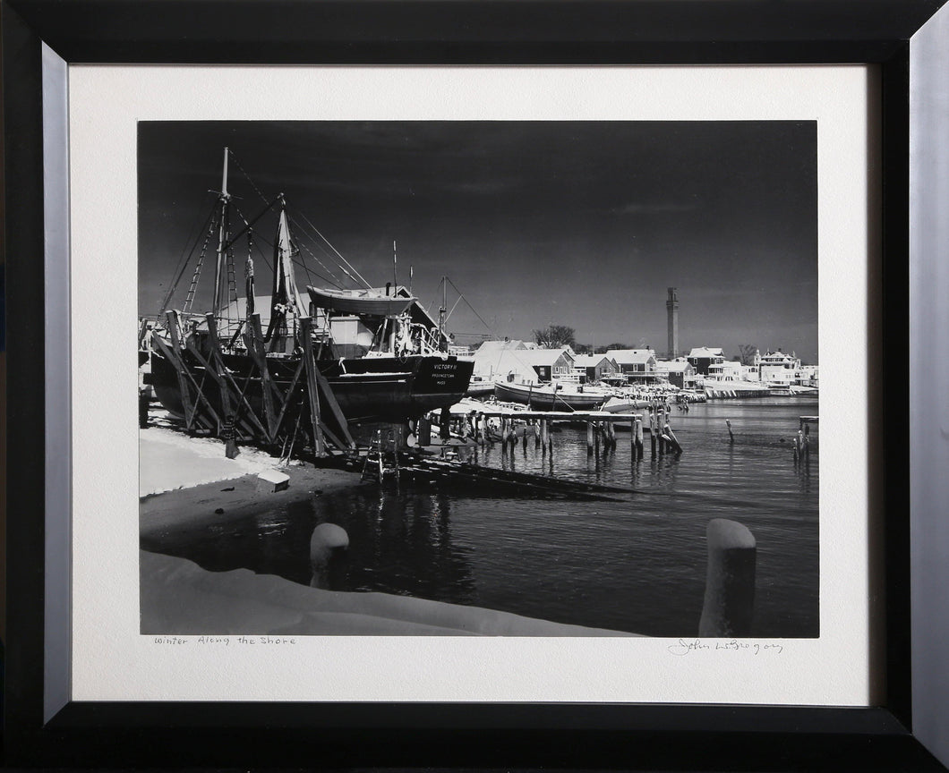 Winter along the Shore Black and White | John W. Gregory,{{product.type}}