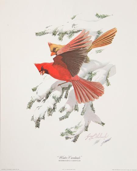 Winter Cardinals Lithograph | Guy Coheleach,{{product.type}}