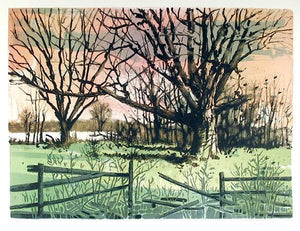 Winter Farm Landscape Lithograph | Don Mailer,{{product.type}}