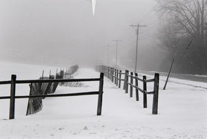 Winter Fence and Road Black and White | Theodore Cohen,{{product.type}}