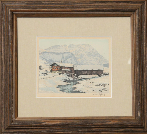 Winter Landscape Etching | Hans Figura,{{product.type}}
