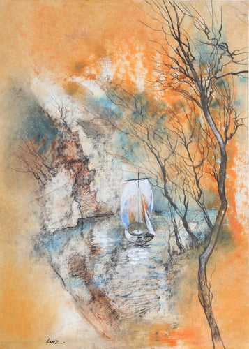 Winter Sailboat Gouache | Luz,{{product.type}}