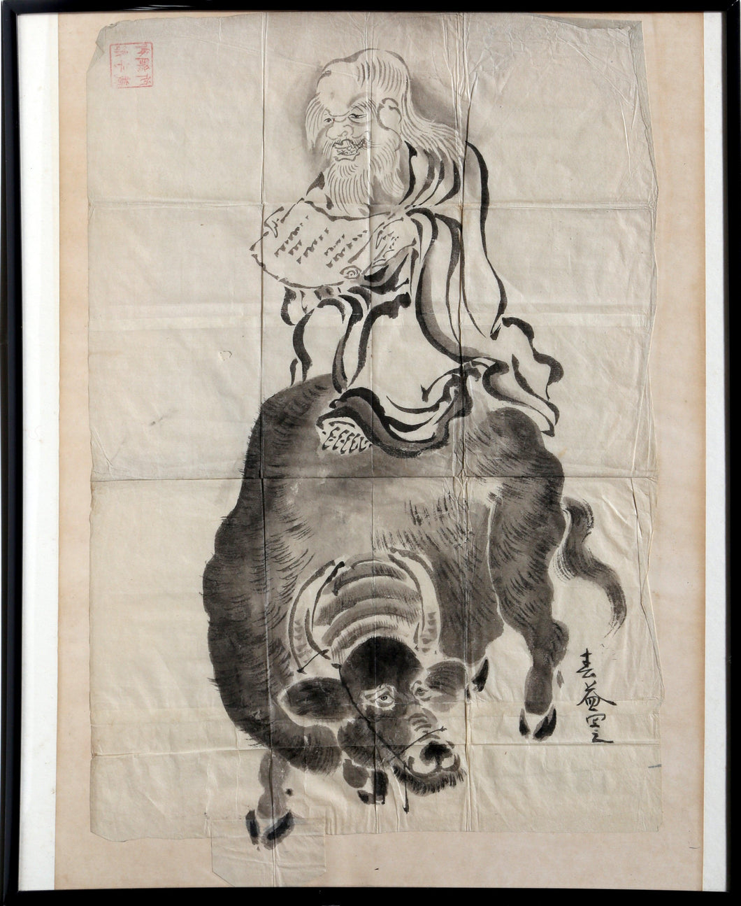 Wise Man on Bull Watercolor | Unknown Artist,{{product.type}}