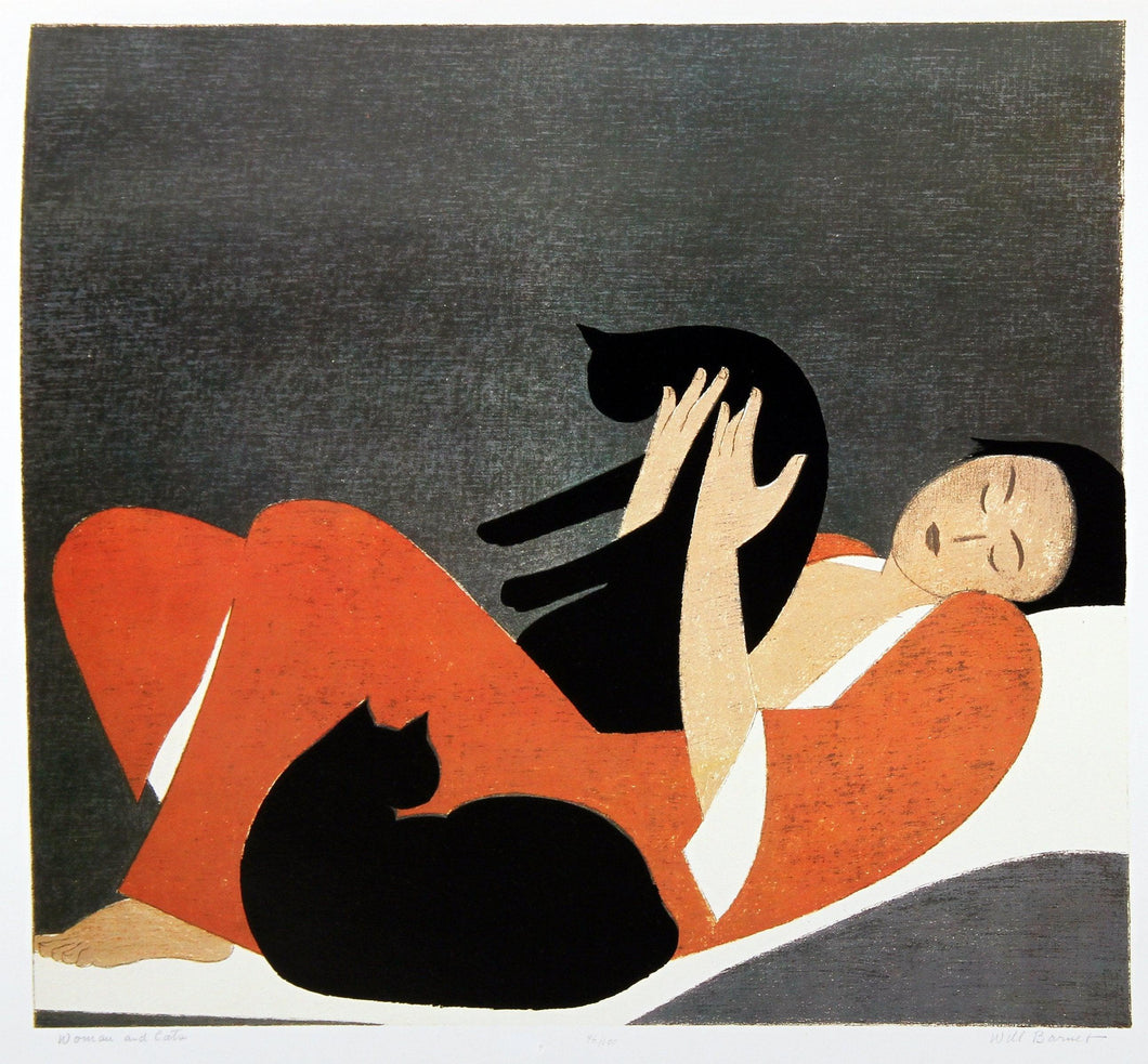 Woman and Cats Poster | Will Barnet,{{product.type}}
