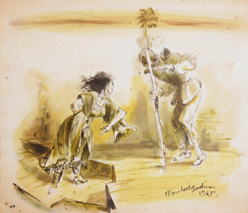 Woman and Knight (392) Watercolor | Marshall Goodman,{{product.type}}