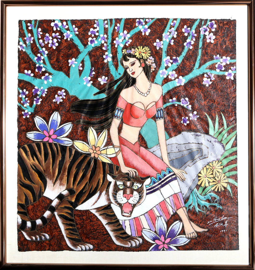 Woman and Tiger Acrylic | Xinhua Lin,{{product.type}}