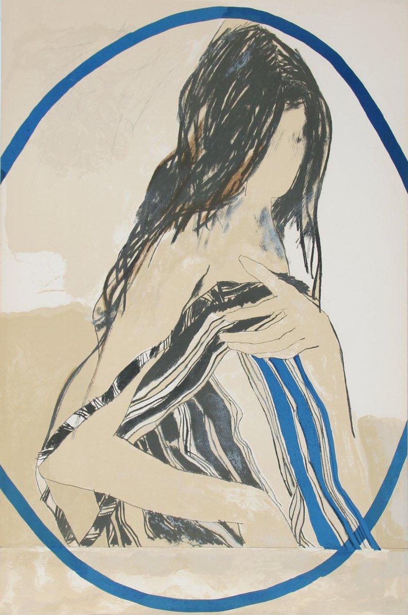 Woman, Blue Arcs Lithograph | Bruce Dorfman,{{product.type}}
