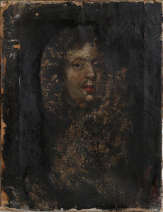 Woman in a Shawl with Red Lips Oil | Unknown Artist,{{product.type}}