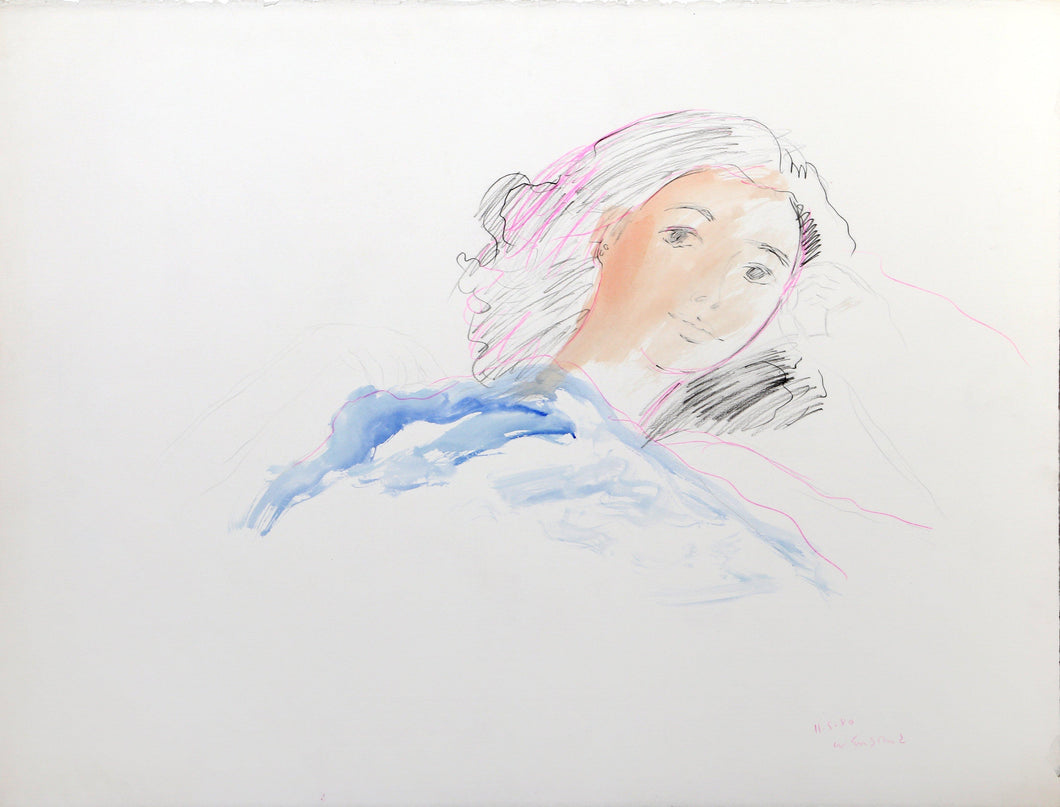 Woman in Bed Watercolor | Wayne Ensrud,{{product.type}}