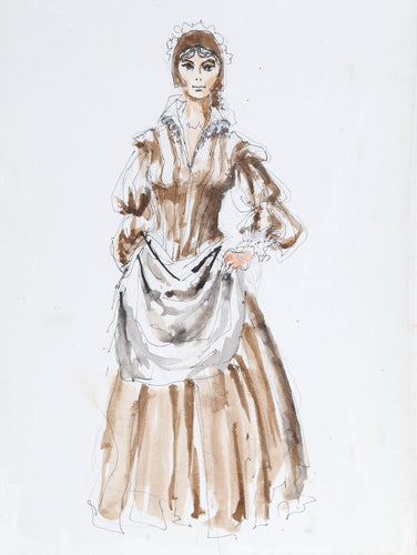 Woman in Brown Dress Mixed Media | R. Jeronimo,{{product.type}}