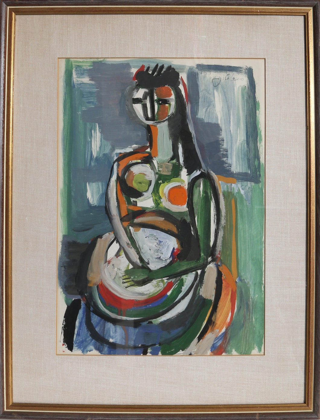 Woman in Chair Gouache | Unknown Artist,{{product.type}}
