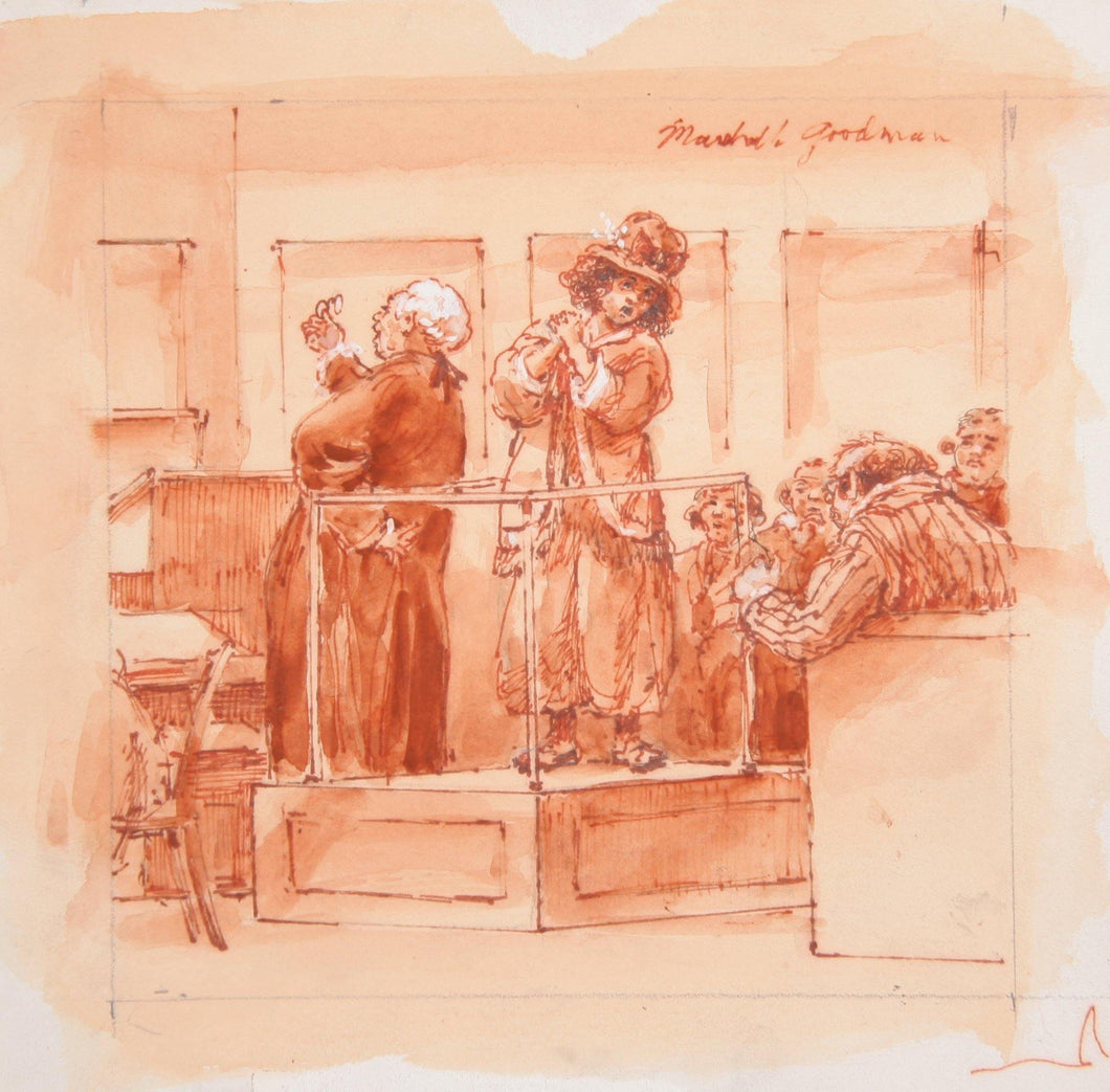 Woman in Court Before Jury Watercolor | Marshall Goodman,{{product.type}}