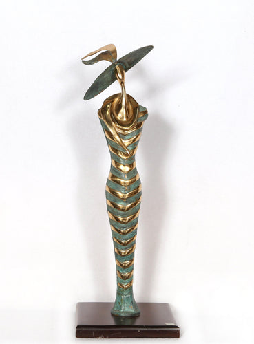Woman in Hat and Striped Gown Metal | Giuliano Ottaviani,{{product.type}}