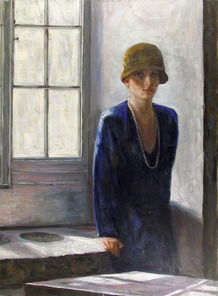 Woman in Hat by Window Oil | Marshall Goodman,{{product.type}}