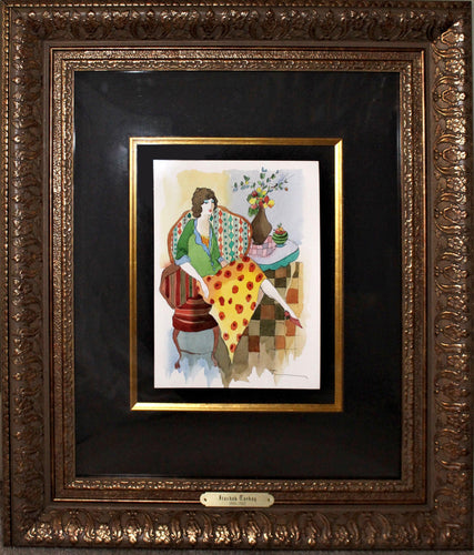 Woman in Poppy Skirt Watercolor | Itzchak Tarkay,{{product.type}}