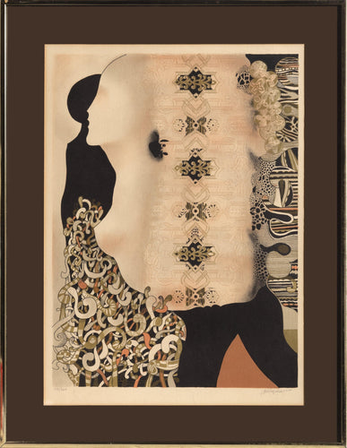 Woman in Profile Lithograph | Unknown Artist,{{product.type}}