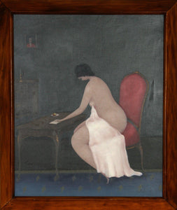 Woman in Red Chair Oil | Branko Bahunek,{{product.type}}