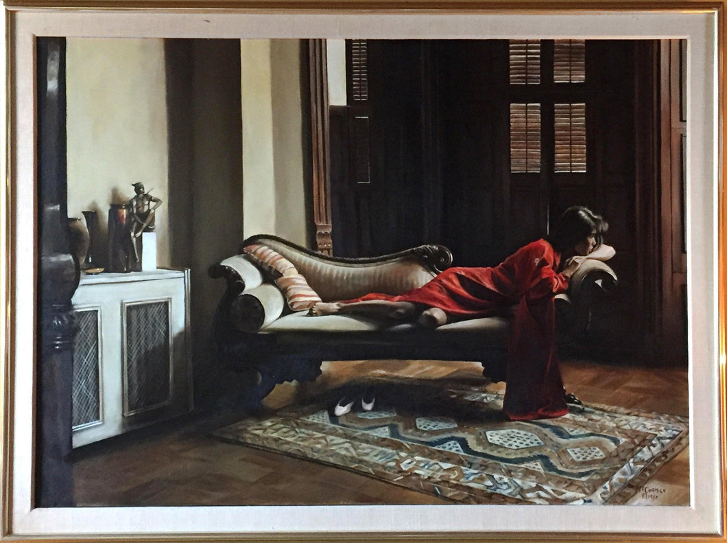 Woman in Red on Divan Oil | Harry McCormick,{{product.type}}