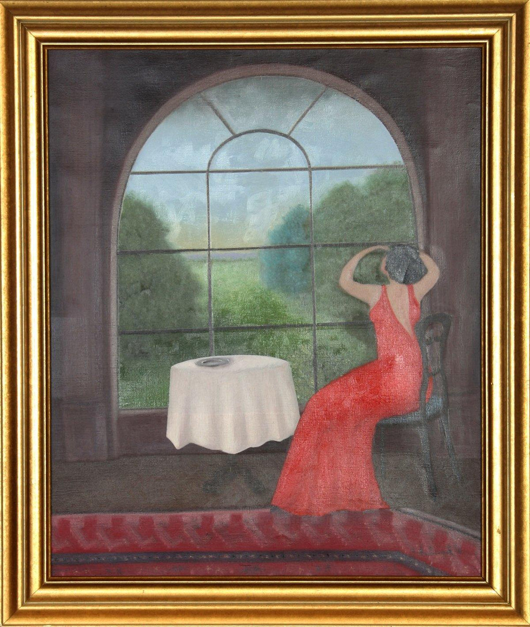 Woman Looking Out Window Oil | Branko Bahunek,{{product.type}}
