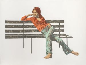 Woman on Bench Screenprint | Bertha Vincent Walls,{{product.type}}