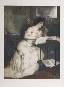 Woman Reading Etching | Manuel Robbe,{{product.type}}